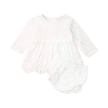 0-24M Infant Baby Girl Clothes Sets White Lace Openwork Long Sleeve Tutu Shorts Outfits Clothes 2024 - buy cheap
