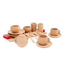 1 Набор деревянных столовых приборов чайный горшок чайная чашка вечерние игрушки кукольный домик Миниатюрные кухонные аксессуары для посуды для детей 2024 - купить недорого