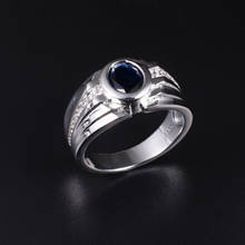 Anillos de zafiro azul de corte ovalado para hombre y niño, de Plata de Ley 925 de lujo, anillo de compromiso de boda, joyería, regalo 2024 - compra barato