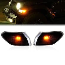 Frente lado marcador luz led turn signal luzes frente fender lâmpada led para jeep wrangler jl 2018 2019 2020 2024 - compre barato