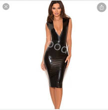 Sexy Black Sleeveless Latex Dress Rubber V-Neck Vestidos Dresses Plus Size Gowns Customize Service 2024 - buy cheap