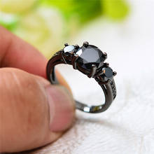 Antique Black Round Zircon Engagement Rings For Women Men Vintage Black Gold Filled Multicolor Stone Ring Female Wedding Jewelry 2024 - buy cheap