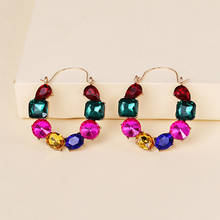 JURAN Colorful Rhinestone Drop Earrings for Women Shiny Dangle Earrings Statement Earrings Party Jewelry Brincos 2024 - buy cheap