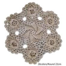 HOT 3D cotton Round placemat cup coaster mug kitchen wedding table place mat cloth lace Crochet tea coffee Christmas doily pad 2024 - buy cheap