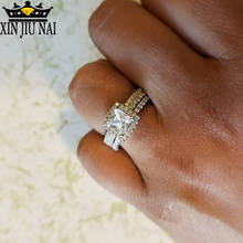 Dos anillos de boda de circonita AAA para mujer, joyería de plata 925 a la moda, anillo de compromiso para fiesta 2024 - compra barato