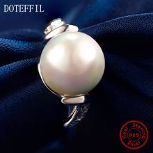 Женские кольца DOTEFFIL из стерлингового серебра 925 пробы с круглым жемчугом 10 мм, вечерние свадебные ювелирные изделия 2024 - купить недорого