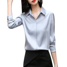 Camisa de gasa de estilo coreano para mujer, Tops elegantes de manga larga con botones y cuello vuelto, Color sólido, primavera y otoño, SP828 2024 - compra barato