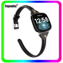 Toyouths Genuine Leather Watchband for Fitbit Versa 3 Women's Watch Accessories Replacement Wrist Strap Bands for Fitbit Versa 3 2024 - buy cheap