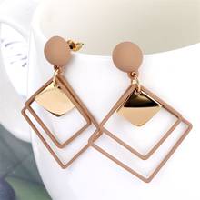 FNIO Korean Drop Dangle Earrings For Women Summer Rhombus Square Statement Black Green Khaki Cute Earrings 2020 Trend Jewelry 2024 - buy cheap