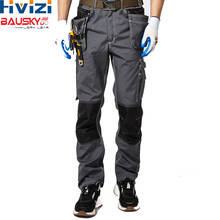 Men's Mens Working Trousers Working Cargo Clothes Cotton Polyester Workwear Pants Multi-pockets Tool Men Safety Pants B128 2024 - buy cheap