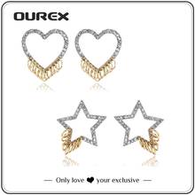 OUREX  New Fashion Alloy Rhinestone Heart Hoop Earrings Simple Design Star Earrings for Women Party Jewelry Accessories Wholesal 2024 - buy cheap