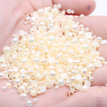 Champagne AB Half Round Resin Pearls 2-12mm And Mixed Sizes Glue On Crafts Gems Beads DIY 3D Nails Art Decorations 2024 - buy cheap