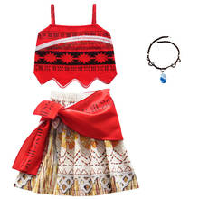 Conjunto de 2 unids/set de ropa para niñas pequeñas, Vestidos de playa, ropa de verano para niños, disfraces de fiesta para Cosplay de princesa Moana 2024 - compra barato