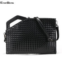 Fashion Rivet Knitting Men Messenger Bag Weave PU Leather Clutch Bag Black Envelope Crossbody bags women Vintage Messenger Bags 2024 - buy cheap