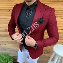 Handsome Groomsmen Peak Lapel Groom Tuxedos Mens Wedding Dress Man Jacket Blazer Prom Dinner (Jacket+Pants+Tie) A056 2024 - buy cheap