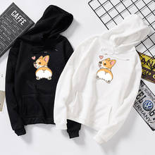 Outono Inverno Bonito Mulheres Camisola Animal Engraçado Do Cão Corgi Poleron Mujer Femme Grande Tamanho Impresso Dos Desenhos Animados Tops Pullovers Do Hoodie 2024 - compre barato