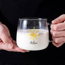 Креативное Термостойкое стекло с ручкой, чашка для завтрака, чашка для молока, чашка для овсяной муки, стеклянная чашка с рисунком солнца, домашняя посуда для напитков 2024 - купить недорого