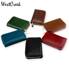 WESTCREEK Brand Genuine Leather Women Vintage Zipper Organ Credit Card Holder Casual Business Card Holder Travel Wallet 2024 - buy cheap