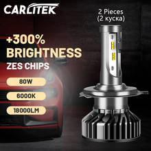 Carlitek-faros LED para coche, bombillas de alto brillo, 18000LM, H7, H11, H8, H9, 9005, 9006, HB3, HB4, 2 piezas, 80W, 12V 2024 - compra barato