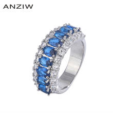 ANZIW Sterling Silver Oval Cut 3*5mm Lab Created Sapphire Vintage Classic Engagement Ring for Women Jewelry Gifts 2024 - buy cheap