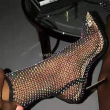 Mais novo verão sandália sexy bling gladiador sandálias mulher salto alto bombas sapatos deslizamento na meia sandálias botas 2024 - compre barato