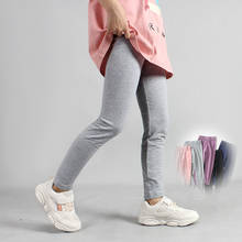 Calças leggings de algodão para meninas 6-14y, calças de corrida para crianças sólidas, magros, rosa, cinza e preto, outono 2024 - compre barato
