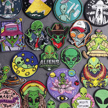 Alien Patch Embroidered Patches On Clothes DIY UFO Clothes Stickers Iron On Patches For Clothing Stripes Badges Accessories 2024 - buy cheap