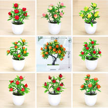 Artificial Plants Bonsai Orange Apple Peach Fruit Tree Potted Home Wedding Room Decoration Flower Hotel Party Decor Fake Potted 2024 - buy cheap