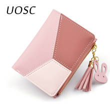 UOSC милые женские Геометрические розовые кошельки, карманный кошелек, держатель для карт, кошелек в стиле пэчворк, женский модный короткий кошелек для монет, сумка для денег 2024 - купить недорого