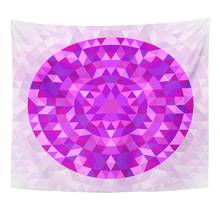 Pink Round Abstract Geometrical Triangle Kaleidoscopic Mandala Design Symbol Symmetric from Colorful Home Decor Tapestry Wall 2024 - купить недорого