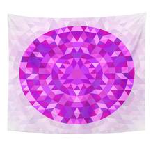 Taco caleidoscópico rosa redondo abstrato geométrico de mandala, símbolo simétrico de decoração colorida para casa, parede de tapeçaria 2024 - compre barato