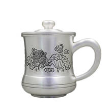 Taza de té de plata pura de 999 pies, taza de agua de plata de loto, taza de oficina, taza de agua de plata de boca grande, taza de grado alimenticio 2024 - compra barato