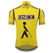 yellow ONCE team cycling jersey men short sleeve mtb jersey ropa ciclismo riding racing bike clothing maillot ciclismo 2024 - buy cheap