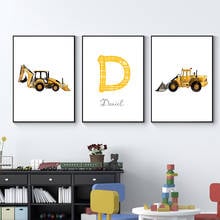 Personalized Boy's Name Custom Poster Baby Dump Truck Excavator Canvas Painting Nursery Prints Wall Pictures For Kids Room 2024 - buy cheap