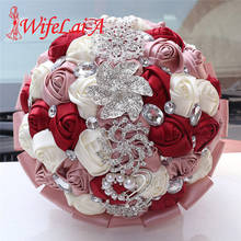 WifeLai-A 21cm Diamond Brooch Wedding Bride 's Bouquets Handmade Ribbon Bridel Bridesmaid Holding Flowers Wedding Supplies W336D 2024 - buy cheap