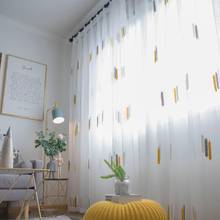 Cortinas de tela con bordado de orejas de trigo para sala de estar, tul Simple, Pastoral, blanco y amarillo, tratamiento decorativo para ventana 2024 - compra barato