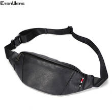 Men's Solid Black Chest bag Brand PU Leather Waist bag Male Fashion small Messenger Bag zipper Vintage Phone Money bag 2022 2024 - buy cheap