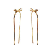 Fashion Luxury Long Earring Sweet Jewelry Thin metal bow earrings Shinning Sexy Drop Dangle Earrings Women Party Gifts 2024 - buy cheap
