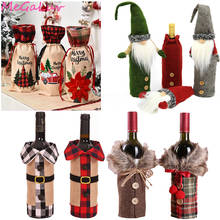 Capas de garrafas de vinho tinto, saco com roupas para decoração de garrafas de natal e algodão-doce 2024 - compre barato