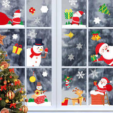 Счастливого Рождества съемные двусторонние статические настенные наклейки Рождественский Декор для дома стеклянные наклейки новогодние домашние наклейки 2024 - купить недорого