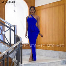 Платье на Одно Плечо для выпускного вечера, прямое длинное платье макси в пол с разрезом, в южноафриканском и королевском синем цвете, 2021 2024 - купить недорого