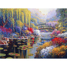 Landscape Flower DIY Embroidery 11CT Cross Stitch Kits Needlework Craft Set Cotton Thread Printed Canvas Home     Room 2024 - buy cheap