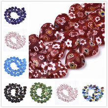 5 Strands Heart Shape Handmade Millefiori Glass Lampwork Beads Mixed Flower Heart Beads for DIY Jewelry Making Charm Bracelets 2024 - buy cheap