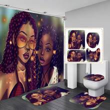 Conjunto de cortinas de baño de tela para mujer, alfombrilla de baño antideslizante, alfombrilla de inodoro, Sexy, hermanas africanas 2024 - compra barato