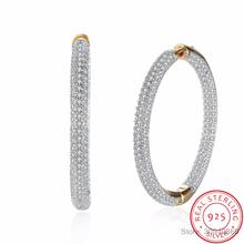 925 Sterling Silver Big Circle Hoop 18K Gold AAA Zircon Earrings For Women Gift Fashion Charm Party Wedding Jewelry 2024 - buy cheap