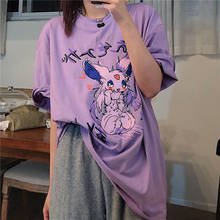 Camiseta Kawaii veraniega con estampado de zorro y conejo para mujer, ropa Harajuku con estampado de zorro y conejo, estilo coreano, estética Unisex, Y2K 2024 - compra barato