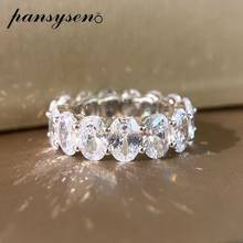 Pansysen 100% anel de noivado e moissanite criado oval prata esterlina 925, bandas de casamento, joias finas para homens e mulheres 2024 - compre barato