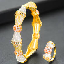 GODKI-Conjunto de joyería de bambú para mujer, 2 uds., brazalete/anillo de circonia cúbica, de marca nigeriana, para boda, 2019 2024 - compra barato