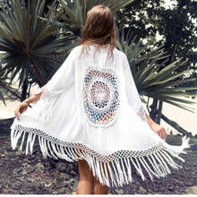 Hollow Out Crochet Bikini Cover Up Sexy Swimsuit Beach Dress Women 2020 Summer Bathing Suit Beachwear Tunic Cover-ups Dresses 2024 - buy cheap