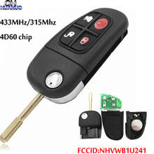 4 Bottons Car Auto Flip Remote Key for Jaguar X-Type S-Type 1999-2009 XJ XJR 2002-2008 433MHz/315Mhz 4D60 chip NHVWB1U24 2024 - buy cheap